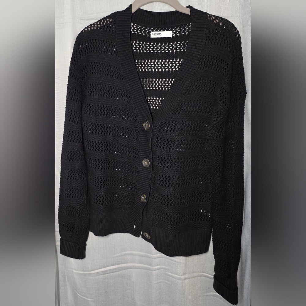 Sonoma Black Open-Knit Women's Cardigan